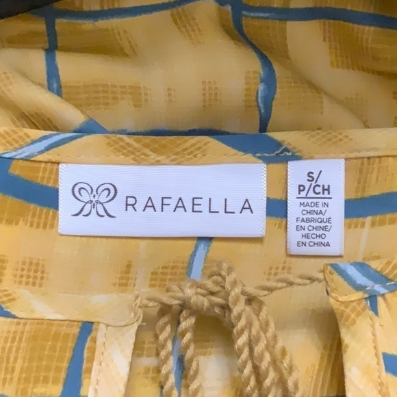 RAFAELLA yellow blouse with front tie and long sleeves. Size SP - Picture 6 of 7